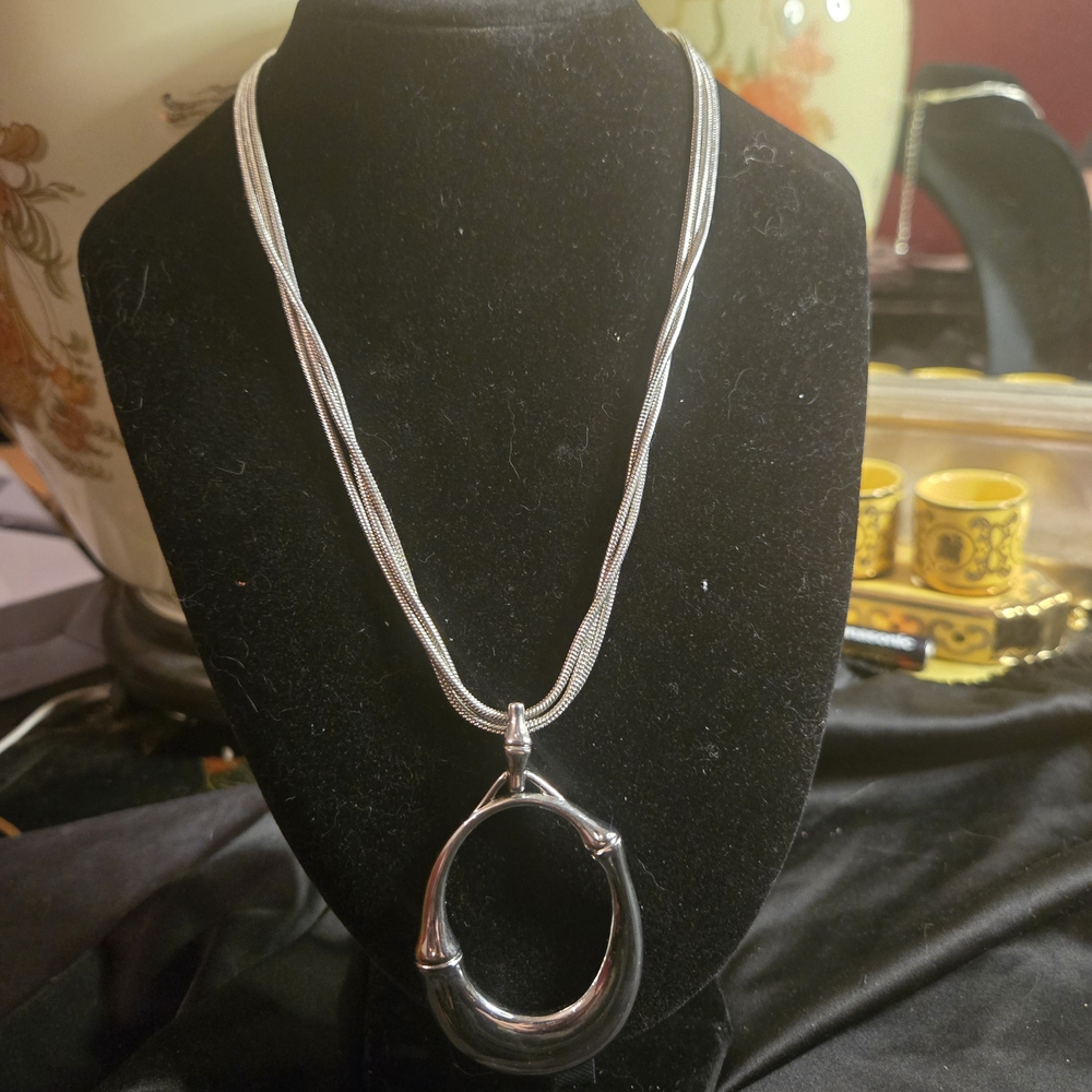 Chico's Silver Necklace with Bold Pendant